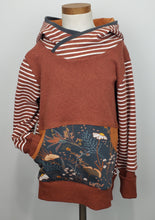 Load image into Gallery viewer, Children&#39;s Grow with Me Rust Stripes and Floral Hoodie 6-9
