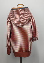 Load image into Gallery viewer, Children&#39;s Grow with Me Rust Stripes and Floral Hoodie 6-9
