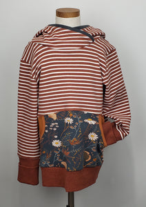 Children's Grow with Me Rust Stripes and Floral Hoodie 9-12