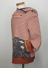 Load image into Gallery viewer, Children&#39;s Grow with Me Rust Stripes and Floral Hoodie 9-12
